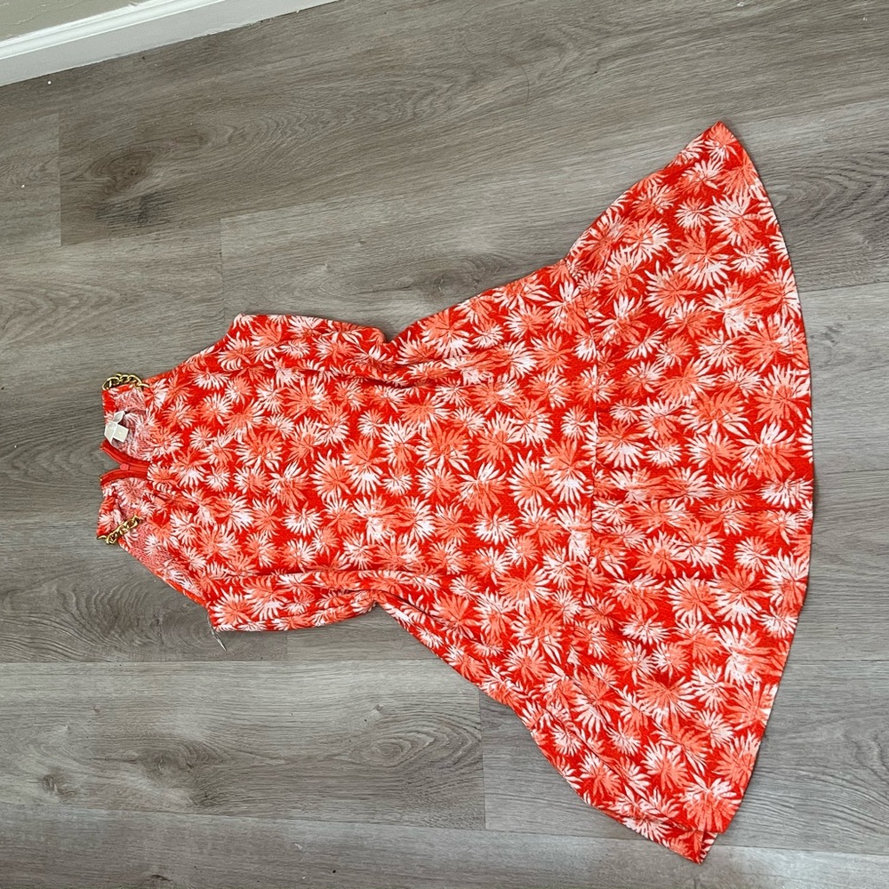 Kids Red Floral Dress with Gold Chain Straps